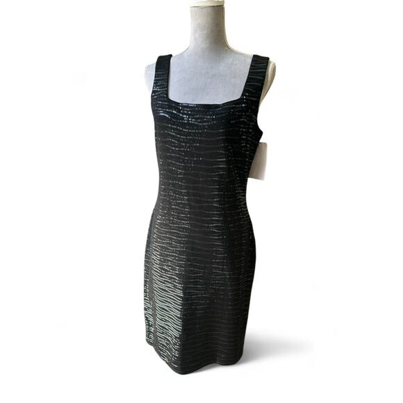 ST. JOHN Evening by Marie Gray Black Knit Sequin Sheath Dress Sz 6 - Picture 1 of 8